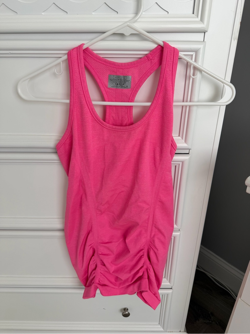 Athleta Top Sz S Womens Hot Pink Sleeveless Side Rouched Athletic Gym Workout